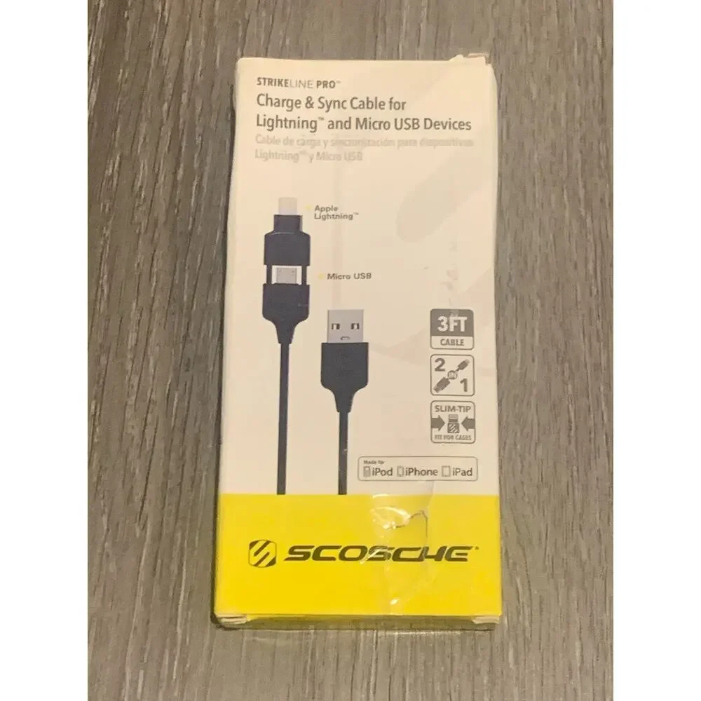StrikeLine™ Pro Charge & Sync Cable for Lightning™ and micro USB Devices